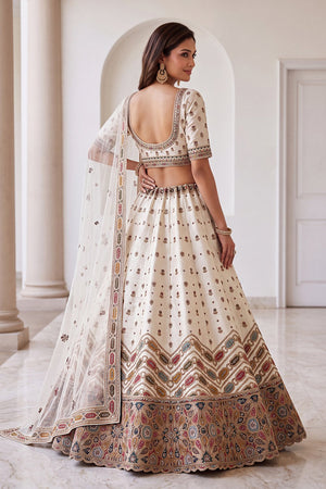 White Embroidered Silk Lehenga (ACA9098)