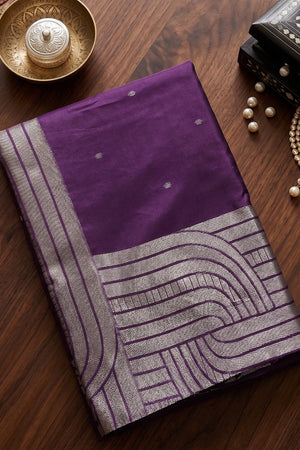 Purple Woven Cotton Blend Saree (ACA9115)