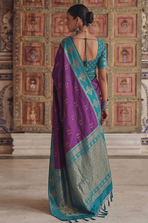 Violet Woven Soft Silk Saree (ACA9117)