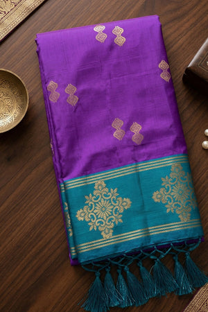 Violet Woven Soft Silk Saree (ACA9117)