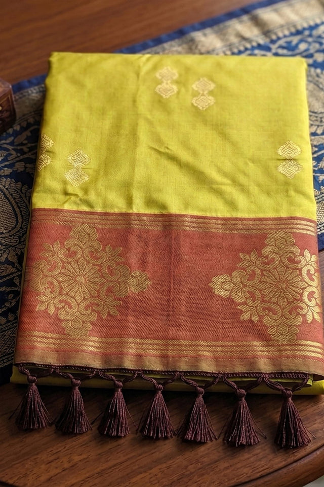 Mustard Woven Soft Silk Saree (ACA9119)