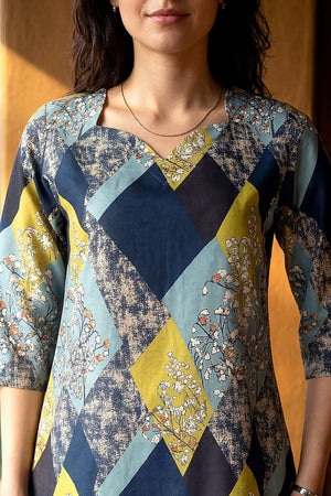 Blue Printed Rayon Blend Co-Ord Set (ACA9165)