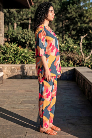 Multi Color Printed Rayon Blend Co-Ord Set (ACA9170)