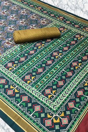 Green Printed Silk Saree (ACA9189)
