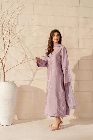 Lavender Floral Embroidered Crepe Straight Cut (ACA9232)