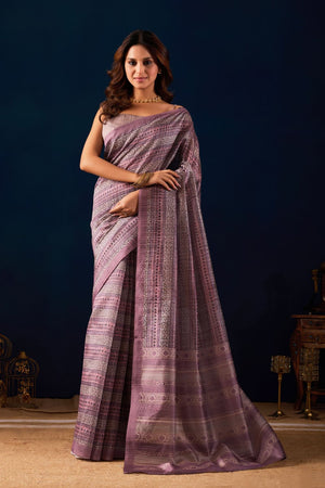 Mauve Printed Silk Blend Ready to Wear Saree (ACA9265)