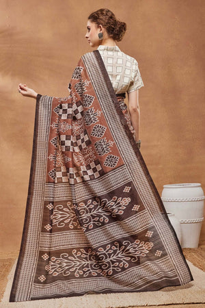 Black Printed Silk Blend Ready to Wear Saree (ACA9269)