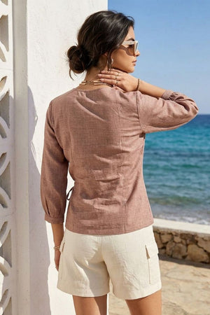 Pink Floral Embroidered Cotton Blend Top (ACA9297)
