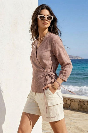 Pink Floral Embroidered Cotton Blend Top (ACA9297)