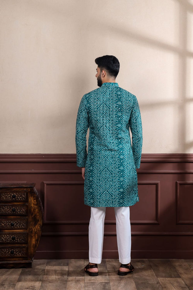 Mens Multi Color Printed Cotton Kurta Set (ACA9316)