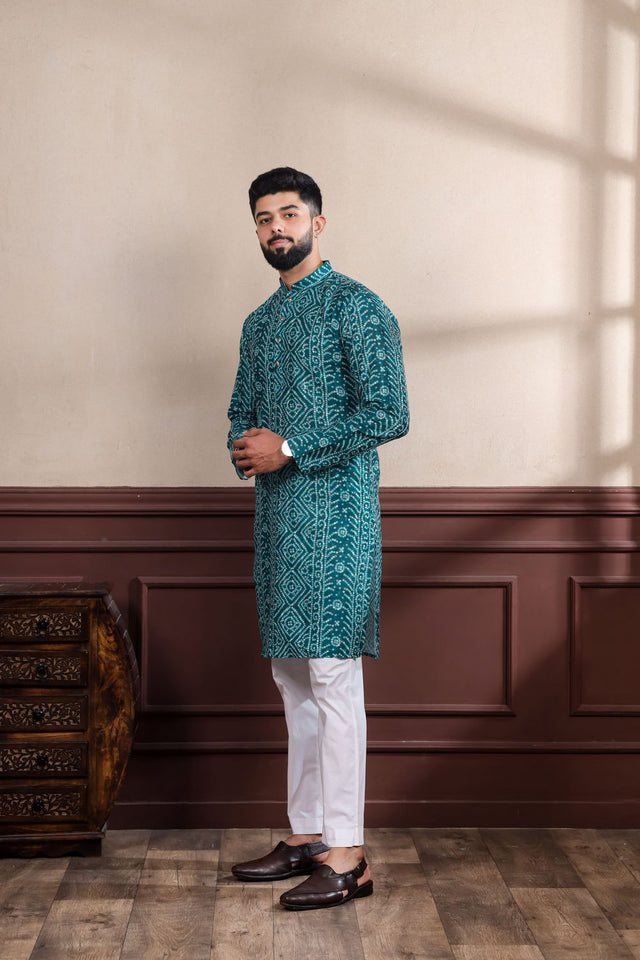 Mens Multi Color Printed Cotton Kurta Set (ACA9316)