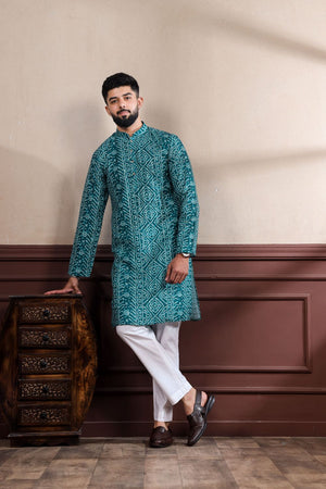 Mens Multi Color Printed Cotton Kurta Set (ACA9316)