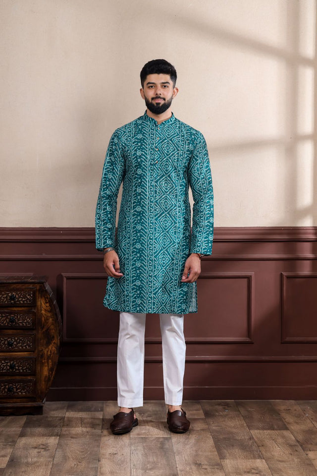 Mens Multi Color Printed Cotton Kurta Set (ACA9316)