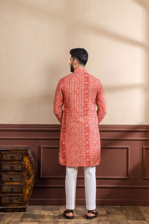 Mens Multi Color Printed Cotton Kurta Set (ACA9320)