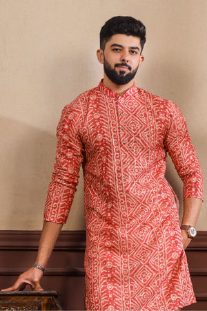 Mens Multi Color Printed Cotton Kurta Set (ACA9320)