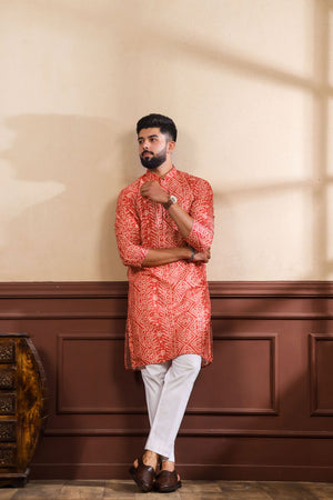 Mens Multi Color Printed Cotton Kurta Set (ACA9320)
