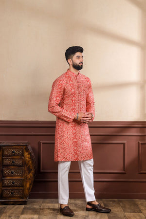 Mens Multi Color Printed Cotton Kurta Set (ACA9320)