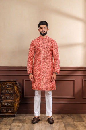 Mens Multi Color Printed Cotton Kurta Set (ACA9320)
