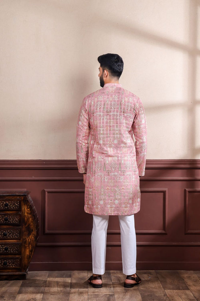 Mens Multi Color Printed Cotton Kurta Set (ACA9321)