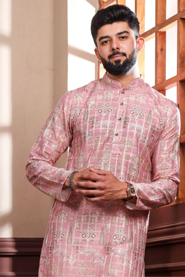 Mens Multi Color Printed Cotton Kurta Set (ACA9321)