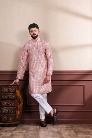 Mens Multi Color Printed Cotton Kurta Set (ACA9321)