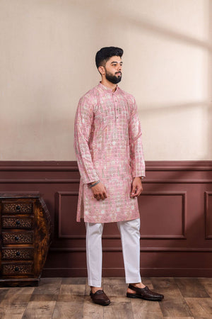 Mens Multi Color Printed Cotton Kurta Set (ACA9321)