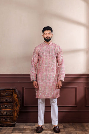 Mens Multi Color Printed Cotton Kurta Set (ACA9321)