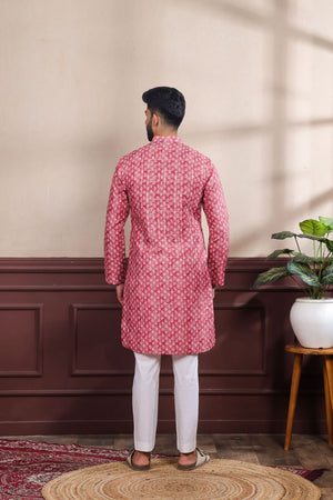 Mens Multi Color Printed Cotton Kurta Set (ACA9322)