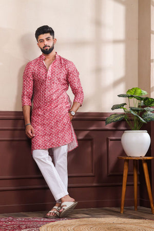 Mens Multi Color Printed Cotton Kurta Set (ACA9322)