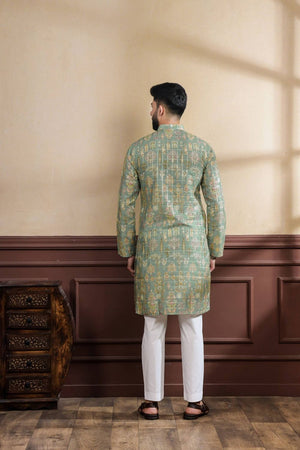 Mens Multi Color Printed Cotton Kurta Set (ACA9324)