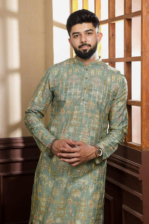 Mens Multi Color Printed Cotton Kurta Set (ACA9324)