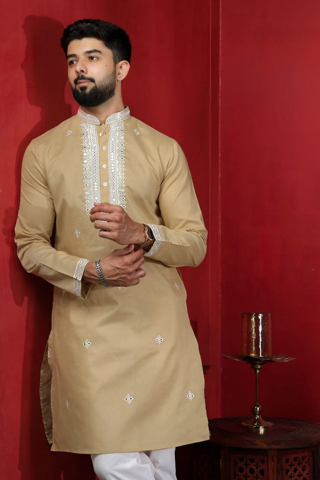 Mens Multi Color Embroidered Cotton Kurta Set (ACA9327)