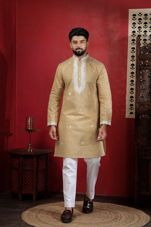 Mens Multi Color Embroidered Cotton Kurta Set (ACA9327)