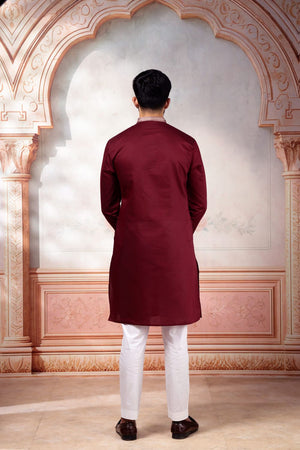 Mens Multi Color Embroidered Cotton Kurta Set (ACA9328)