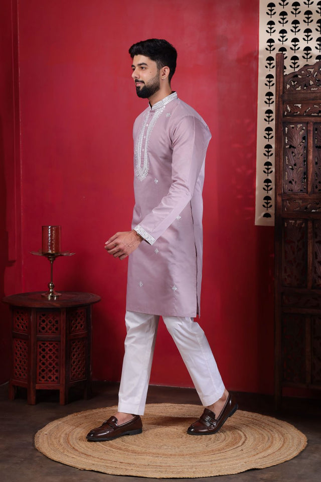 Mens Multi Color Embroidered Cotton Kurta Set (ACA9330)