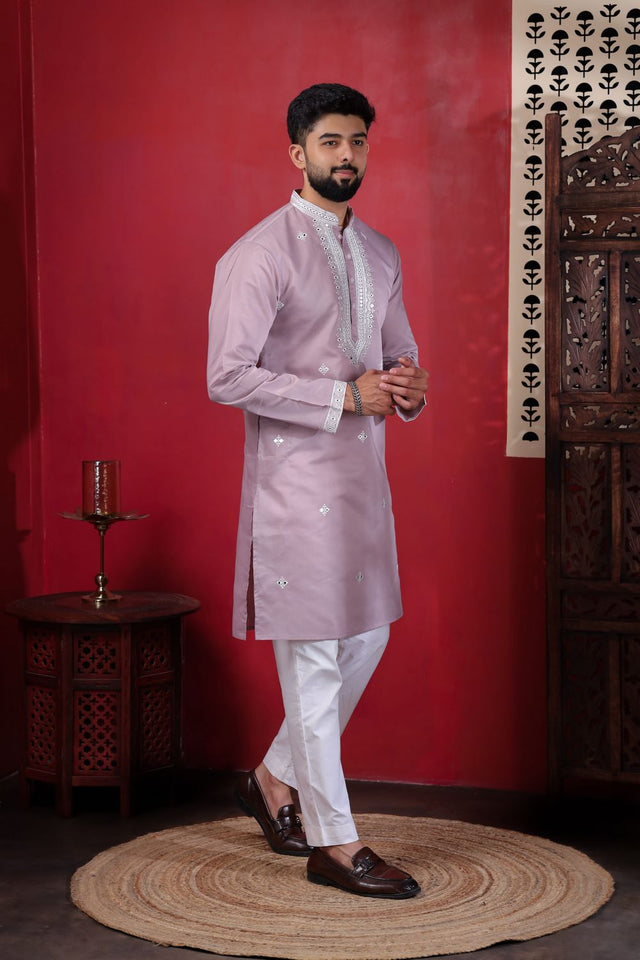 Mens Multi Color Embroidered Cotton Kurta Set (ACA9330)