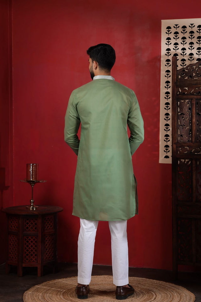 Mens Multi Color Embroidered Cotton Kurta Set (ACA9331)
