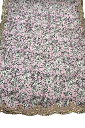 Pink Printed Organza Dupatta (ACA9347)