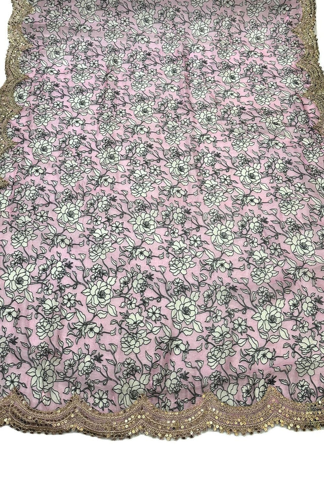 Pink Printed Organza Dupatta (ACA9347)