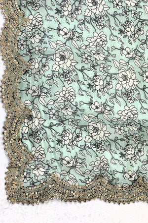 Green Printed Organza Dupatta (ACA9348)
