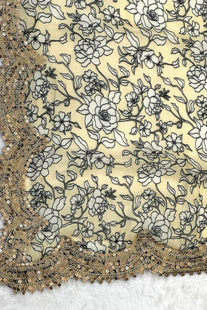 Yellow Printed Organza Dupatta (ACA9349)
