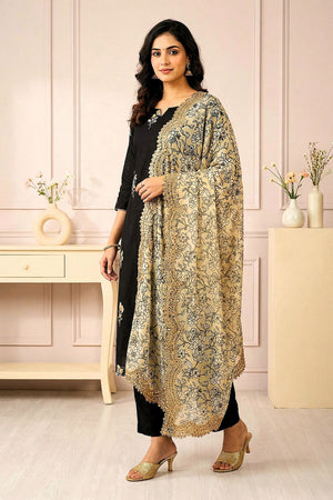 Yellow Printed Organza Dupatta (ACA9349)
