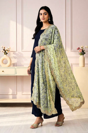 Sea Green Printed Organza Dupatta (ACA9351)