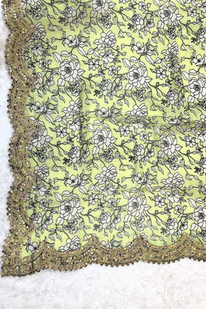 Sea Green Printed Organza Dupatta (ACA9351)