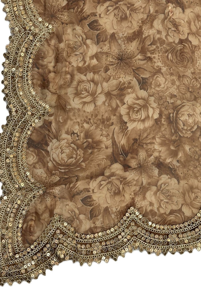 Brown Printed Organza Dupatta (ACA9352)