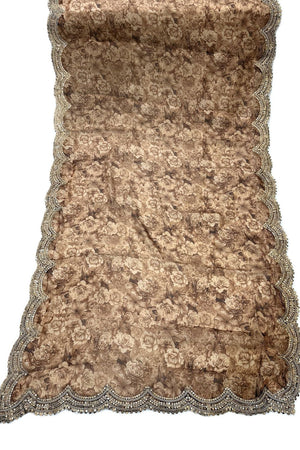 Brown Printed Organza Dupatta (ACA9352)