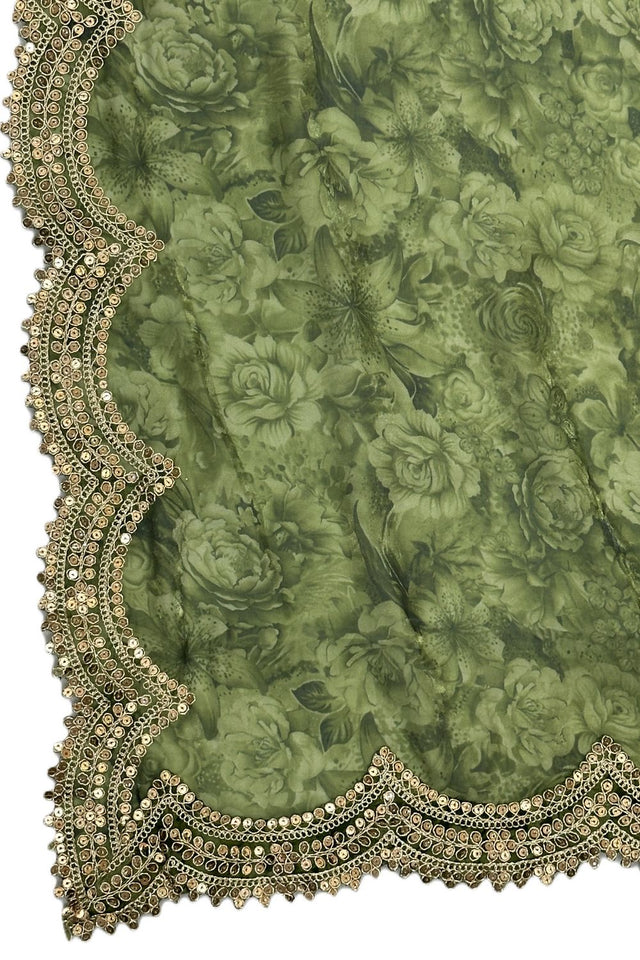Green Printed Organza Dupatta (ACA9353)