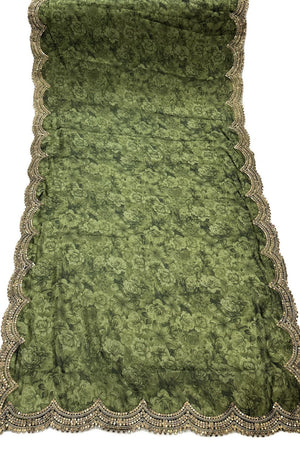 Green Printed Organza Dupatta (ACA9353)