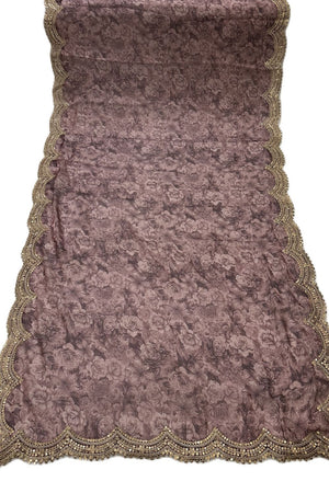 Purple Printed Organza Dupatta (ACA9355)
