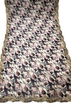 Purple Printed Organza Dupatta (ACA9356)